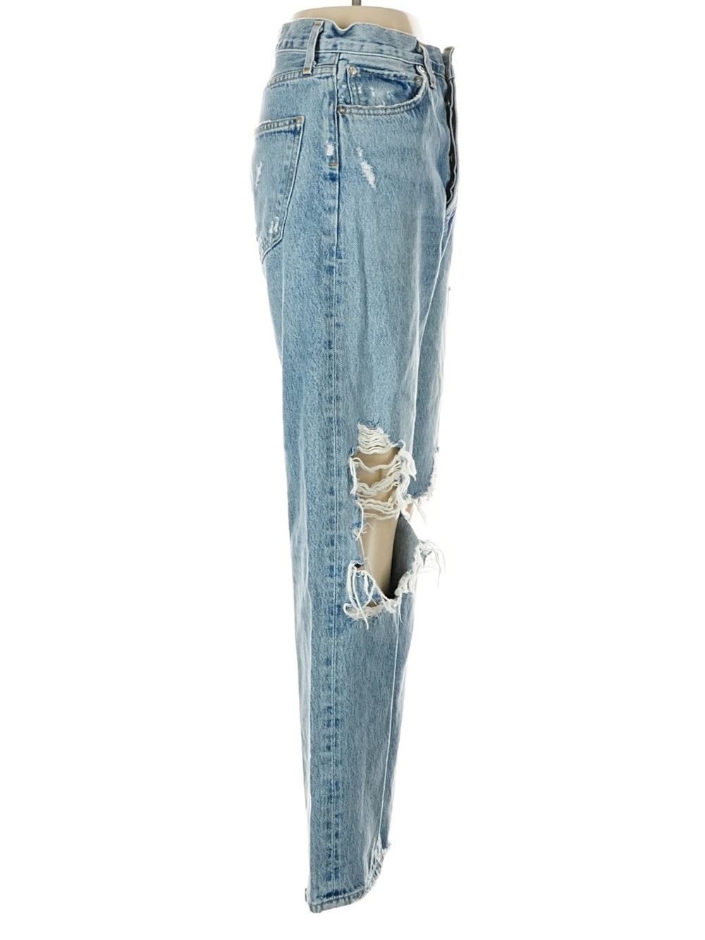 AGOLDE 90’s Jean 24 Light Wash Distressed Loose Straight Leg 100% Cotton - Picture 3 of 6